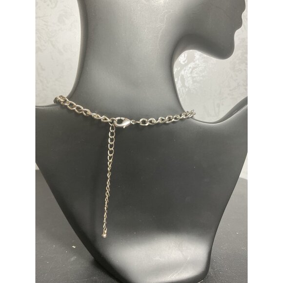 Vintage Gold Tone Statement Necklace White Teardrop Accents Adjustable Chain - Picture 5 of 5